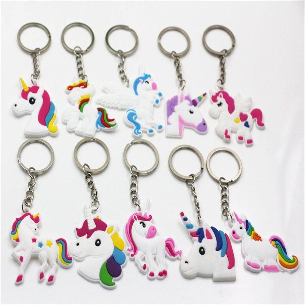 Needway   Unicorn Gantungan Kunci 10 Pcs/set PVC Wanita Gadis Multi-Gaya Hadiah Perhiasan Unicorn Liontin