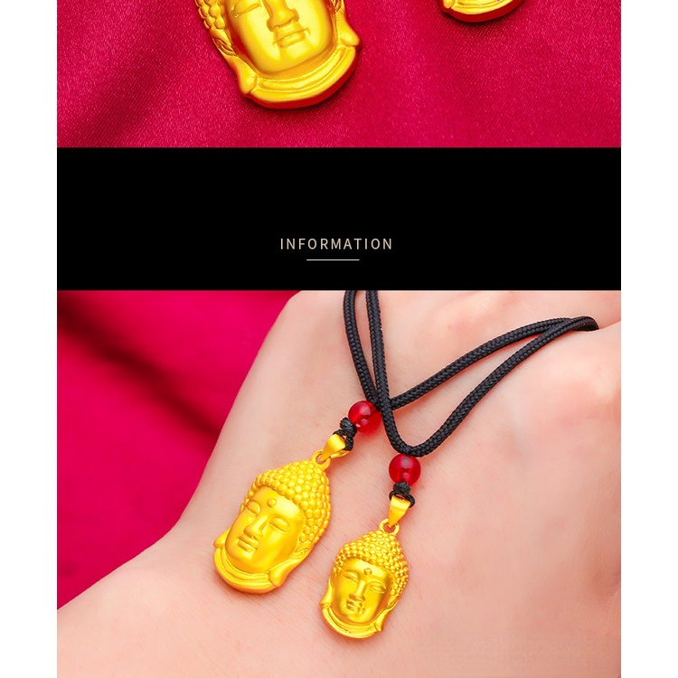 Kalung Emas Asli Kadar 375 Dengan Liontin Kepala Buddha Maitreya Untuk Pria Dan Wanita