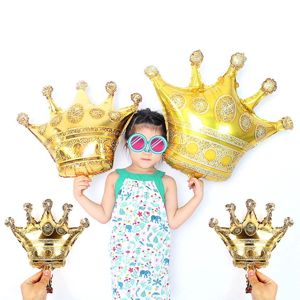 1pc Balon Bentuk Mahkota Princess Bahan Aluminum Warna Emas Ukuran Besar Untuk Dekorasi Pesta Ulang Tahun