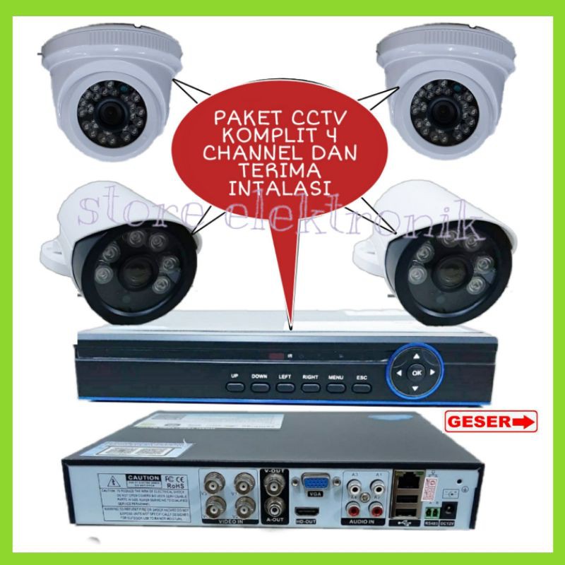 Paket Cctv DVR 4 Channel 4 Camera FULL HD 1080P Camera 2MP Lensa 5MP