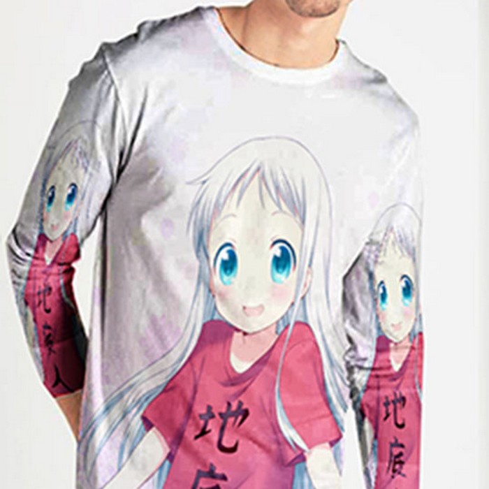 Fullprint Tshirt Meiko Honma Meiko Menma Anohana Kaos Tangan Panjang Bahan Polyester Jersey T-SHIRT 