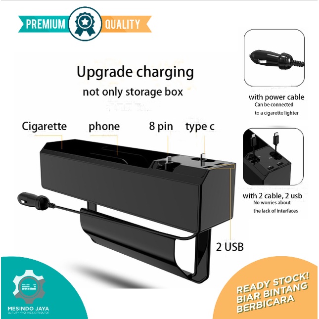 Rak Samping Jok Mobil - Car Seat Gap Dual Charging 2 USB Charger Port / Car Charger Fast Charging 24 Watt