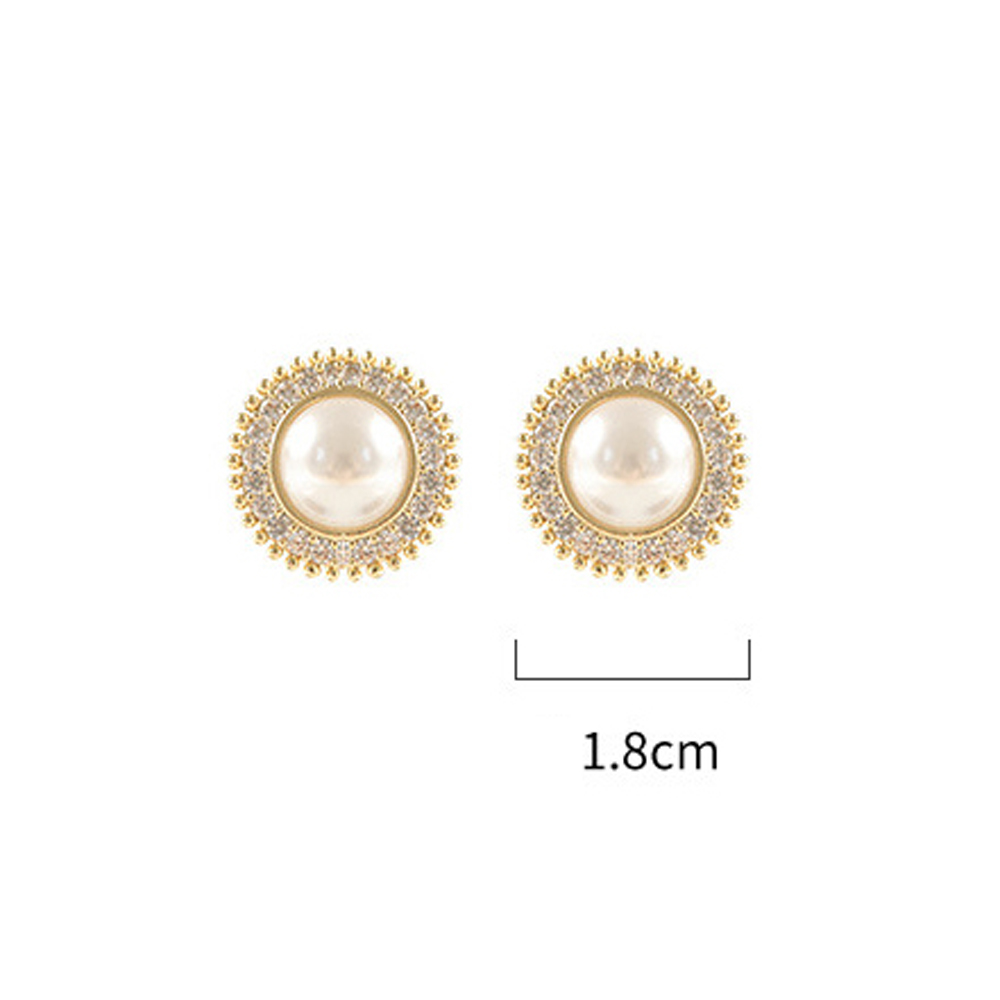 Anting Stud Kristal Mutiara Imitasi Bentuk Bulat Geometris Warna-Warni Gaya Retro