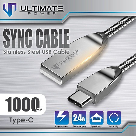 Data Cable Stainless Steel Type-C 1M Ultimate Power Original 100%