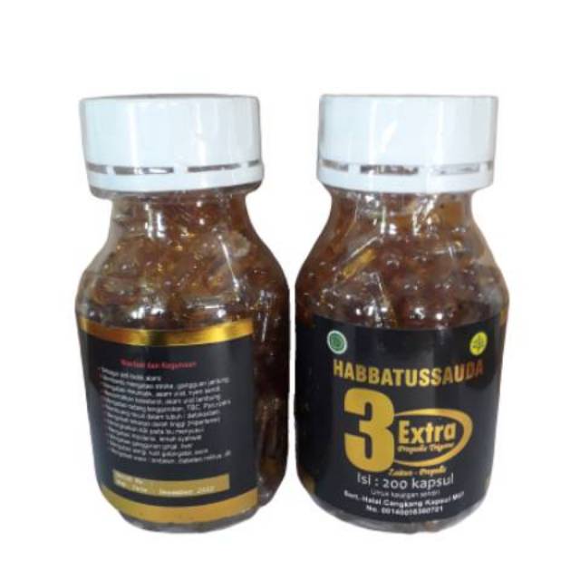 Habbatussauda 3 extra propolis trigona 200kpsl (jinten, zaitun &amp; madu) original