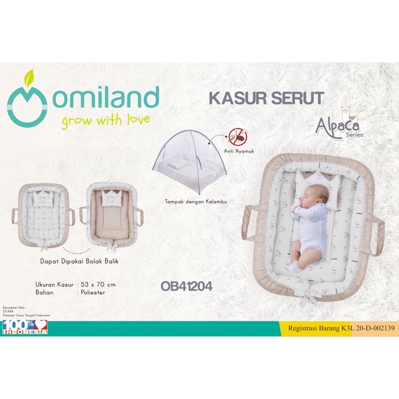 [2 kg] Omiland Kasur Bayi Serut + Kelambu Kojong (Bisa Dilepas) + Extra Perlak Series Panda - OYK 1141 / Alpaca OB41204