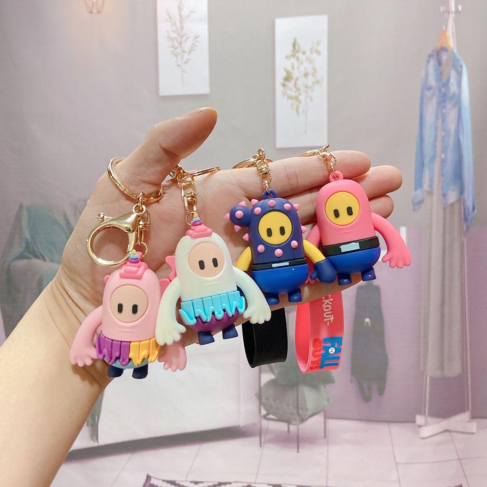 Needway Kartun Gantungan Kunci Kreatif Pria Kawaii Hadiah Jatuh Cowok Silikon Kunci Mobil Tergantung Game Figure Key Lanyard