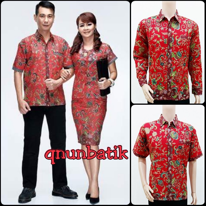 FAMILY BATIK / BATIK COUPLE / SERAGAM BATIK / BATIK SERAGAM KANTOR ROK N BLUS ALENA GENTONG MERAH