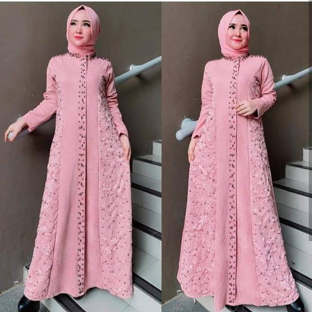 Gamis suede  brukat  import