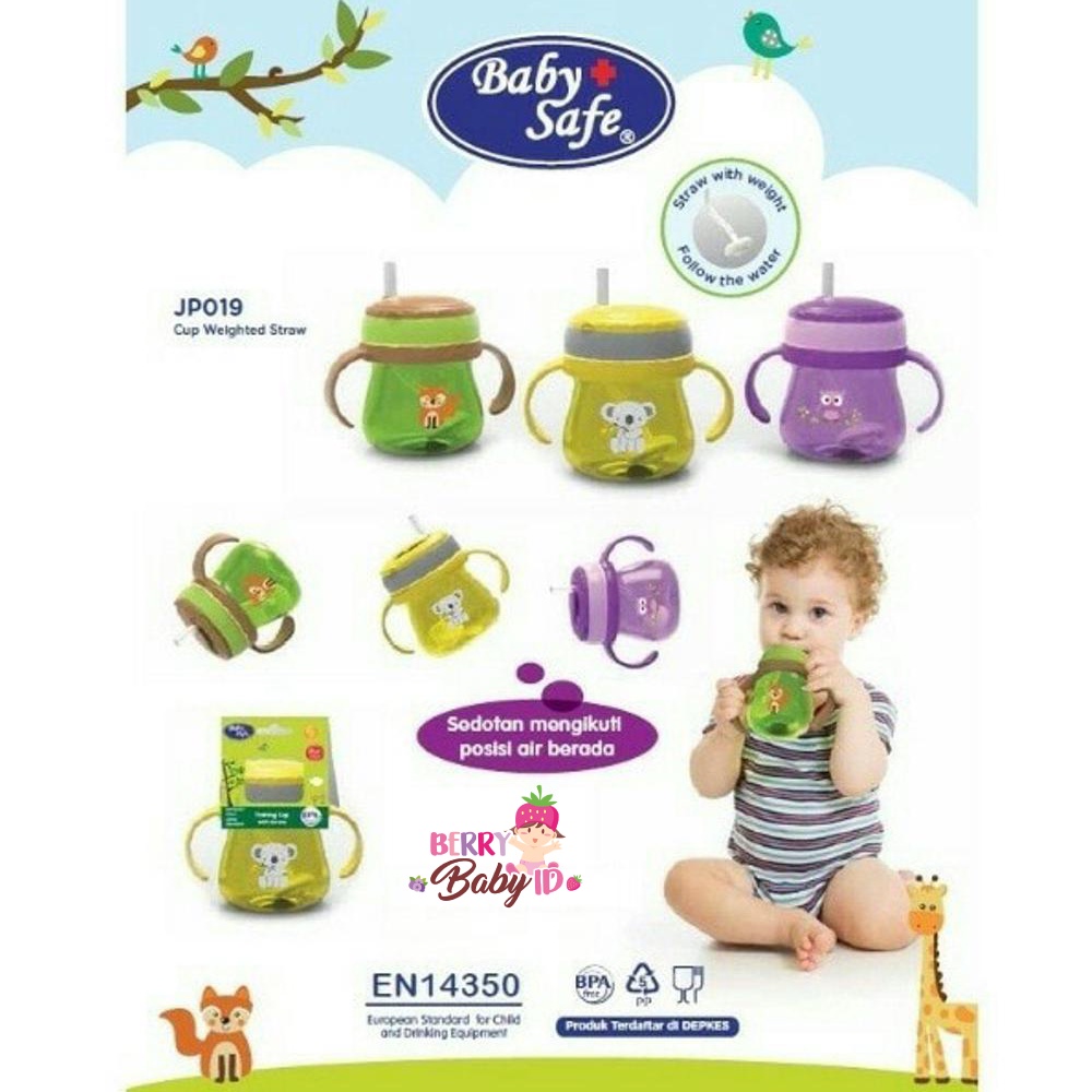 Baby Safe Trainer Cup Weighted Straw - Tempat Minum Bayi Sedotan Dengan Pemberat 6m+ BBS012 Berry Mart