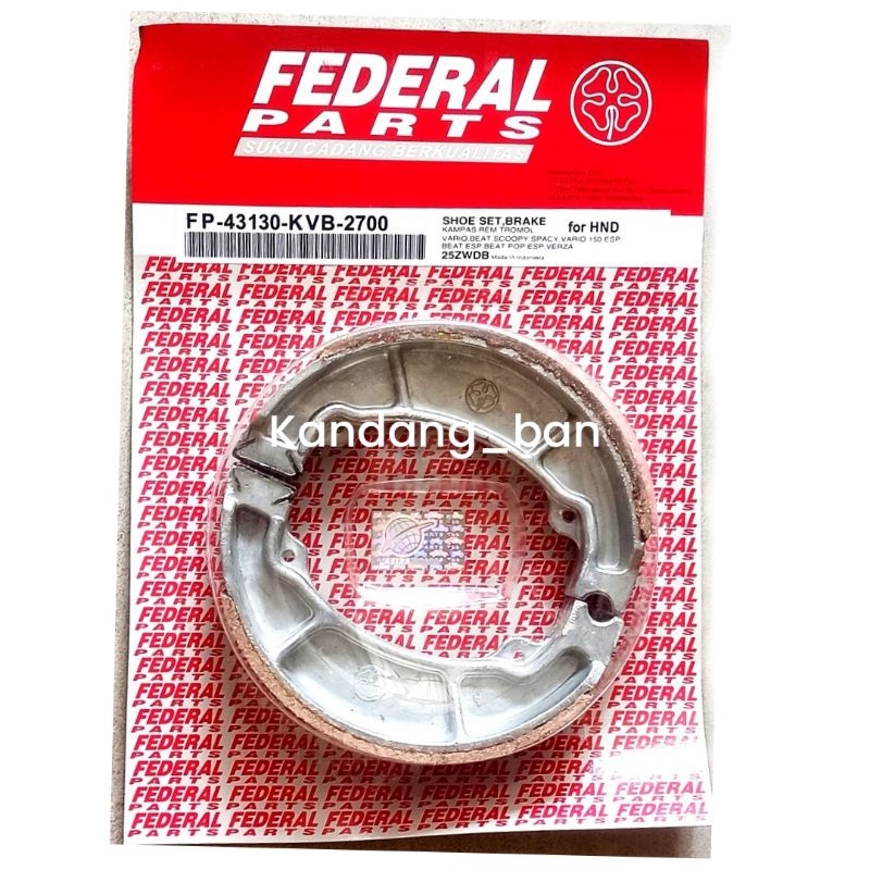 KAMPAS REM BELAKANG MERK FEDERAL UNTUK BEAT, VARIO, SCOOPY, SPACY (100% ORIGINAL)