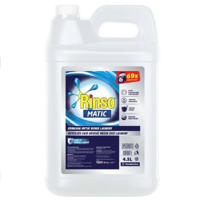 Detergen Cair Rinso Matic 4.5 Liter / Sabun Cuci Baju Detergent Laundry