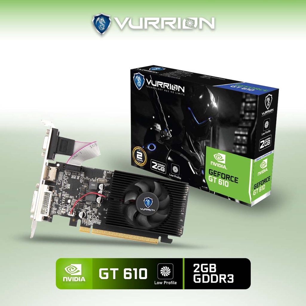 VGA AGS VURRION NVIDIA GT610 LP 2GB GDDR3 64bit REAL CAPACITY