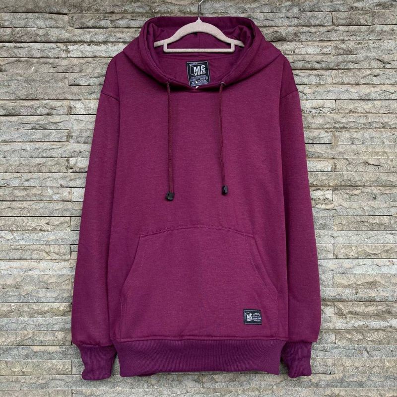 Sweater Hoodie Polos Mcvois Burgundy  Pria Wanita