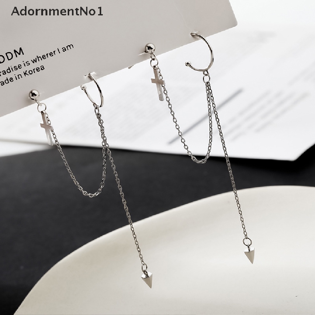 (AdornmentNo1) 1pc Anting Tusuk Gantung Desain Salib + Rivet Gaya Punk Untuk Wanita