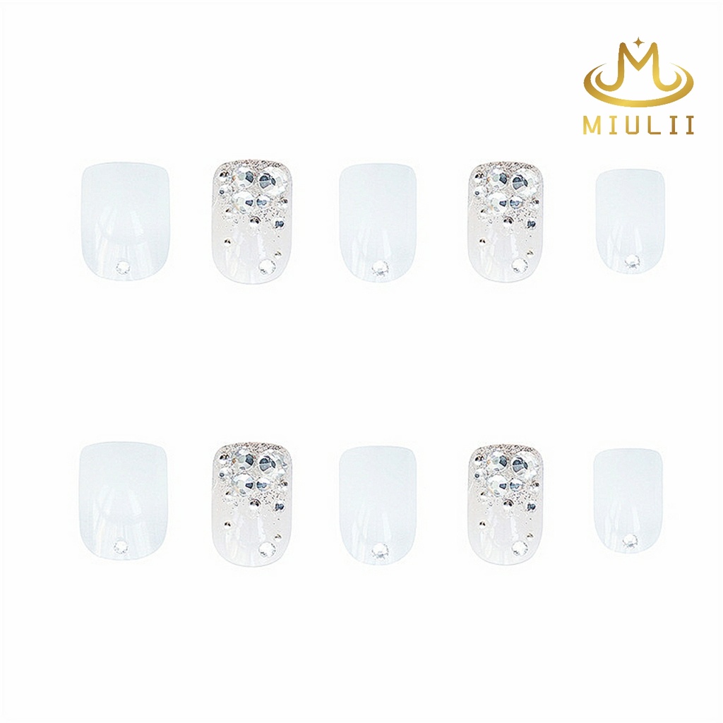 MIULII / KUKU PALSU  Fantasy White A0206 / 24PCS / 3D / NAIL ART / PREMIUM / PUTIH / CUTE / FREE LEM JELLY / KUTEK