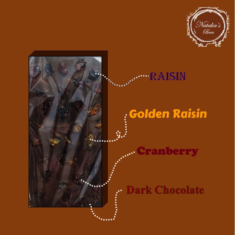 

Dark Chocolate Mix Berries | Cokelat Hitam dengan Macam Buah Kering