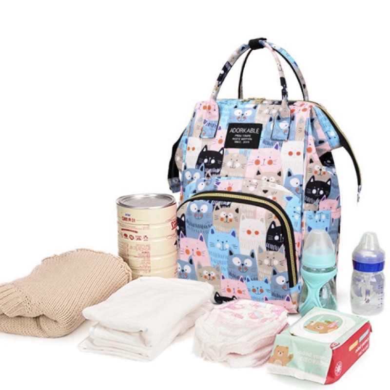 TAS BAYI 6005 - Tas Bayi Multifungsi ADORKABLE Tas Popok Baby Diapers Bag Tas Perlengkapan Travelling Ransel Backpack - H1