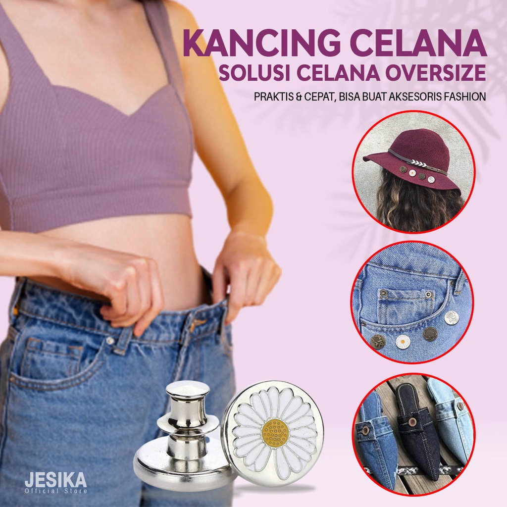 Kancing pengecil jeans celana kebesaran adjustable levis lepas pasang ajaib