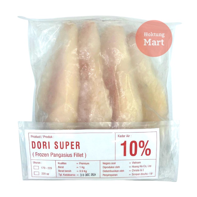 

Super Dori Frozen 1kg (Pangasius Fillet) Kualitas Import Kadar Air 90%