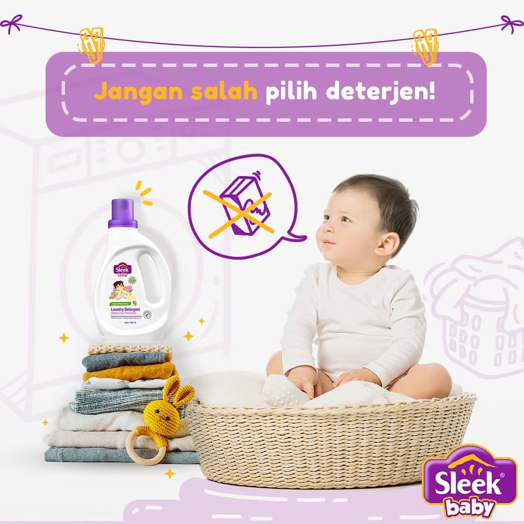 Sleek Baby Laundry Detergent 500ml - Deterjen Sabun Cuci Baju Bayi Botol 500 ml