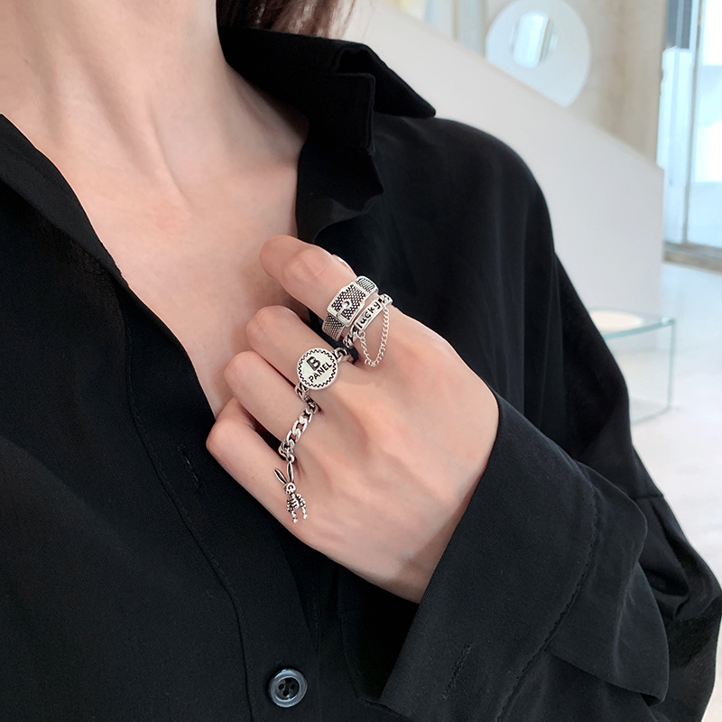 Open Ring Accessories Fashion Trendy Personality Retro Dark Wind