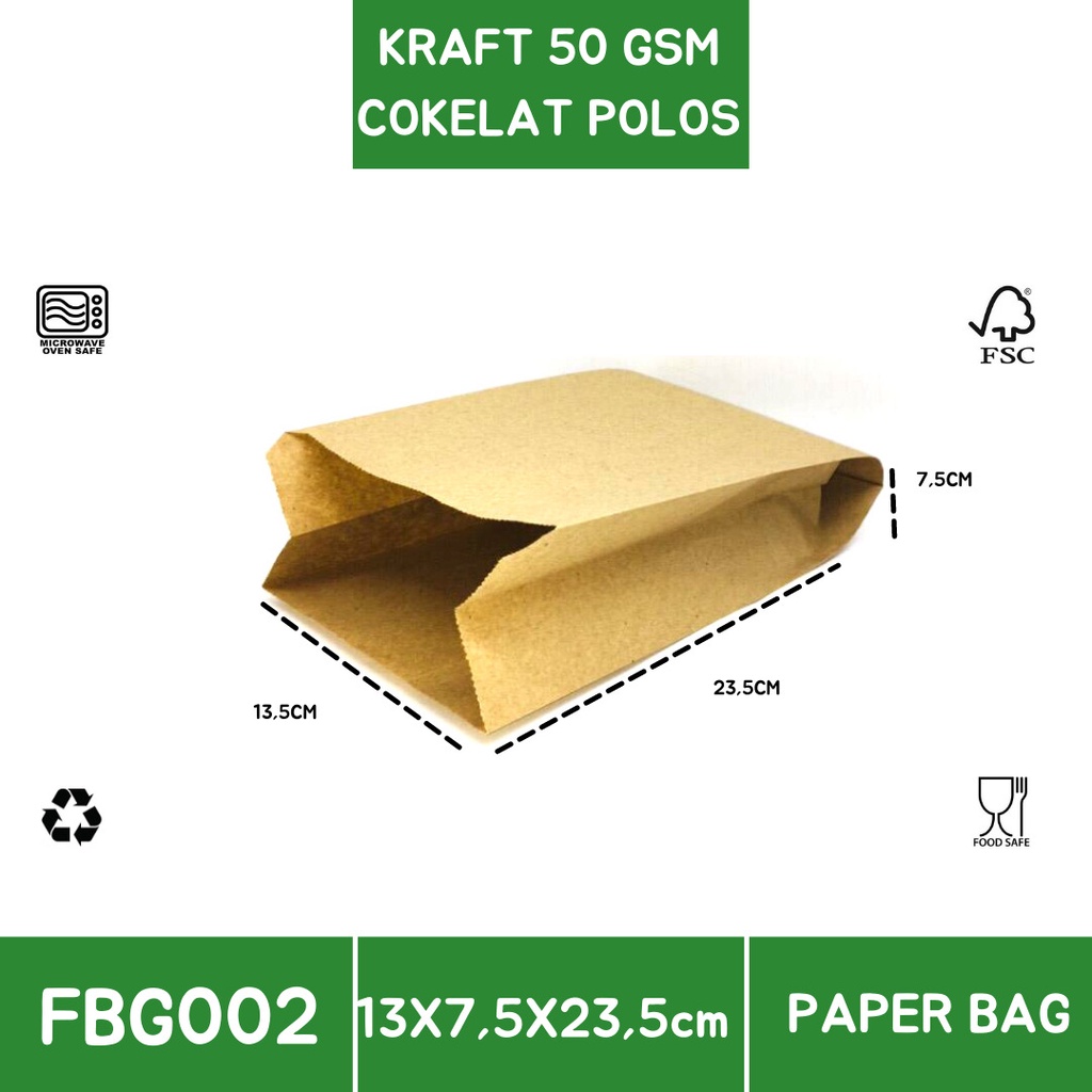 Paper Bag Kertas Fried Chicken 13x7.5x23 (Isi 50 Pcs-FBG2B)