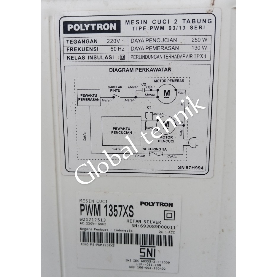 GEARBOX GEAR BOX MESIN CUCUCI 2 TABUNG POLYTRON PWM 1357