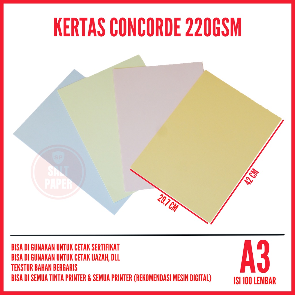 

Concorde A3 220 gr isi 100 lembar / Kertas Piagam A3 / Kertas Concorde A3