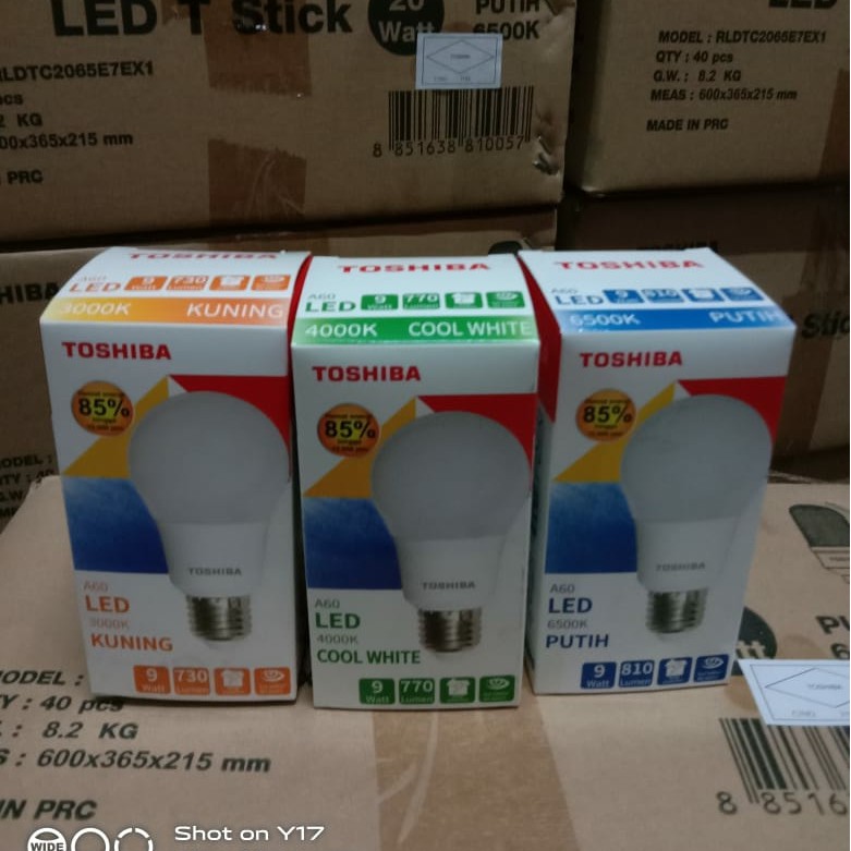 Toshiba bohlam led Lampu Bulb 9w 9Watt / ledbulb 9 watt cahaya putih, kuning, coolwhite