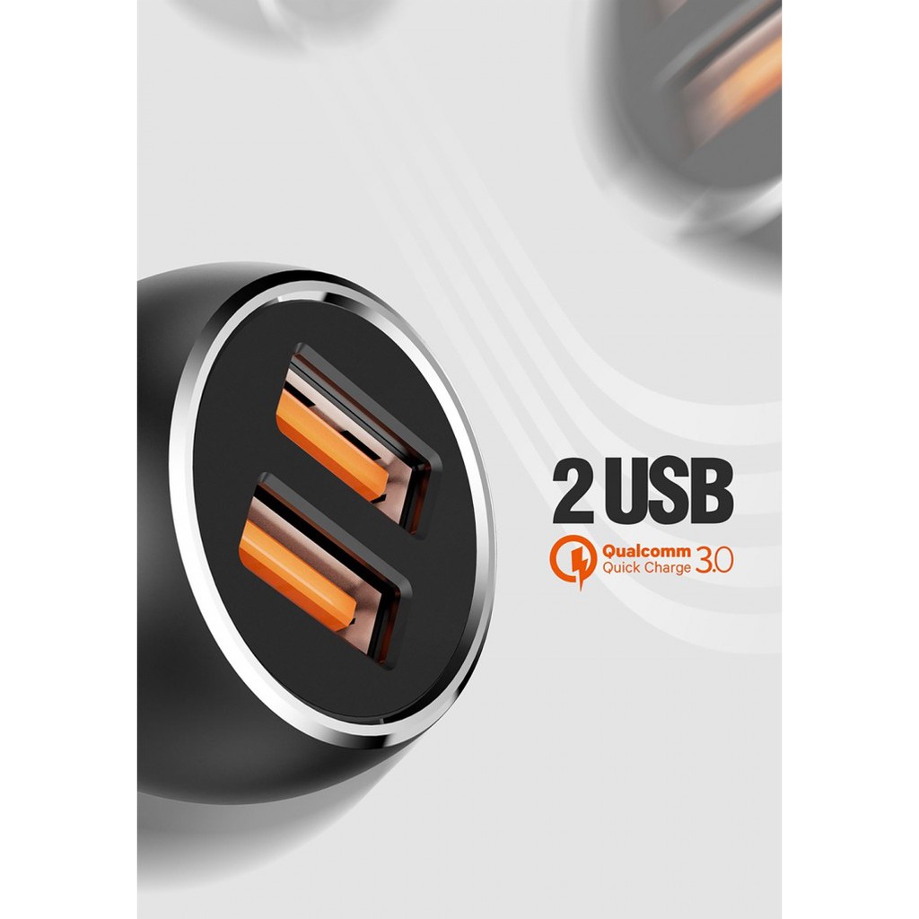LDNIO C503Q Dual USB QC3.0 Lamp Ring Coil Lightning Smart Car Charger
