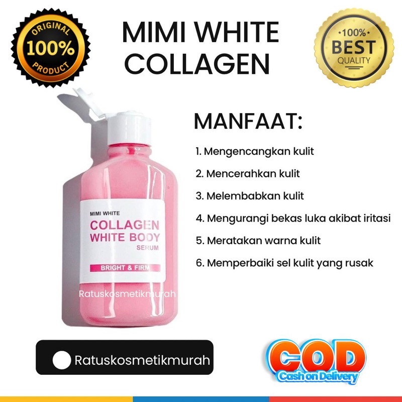 Mimi White Collagen body serum + mimiwhite collagen 120ml Pemutih Kulit Mimi AHA