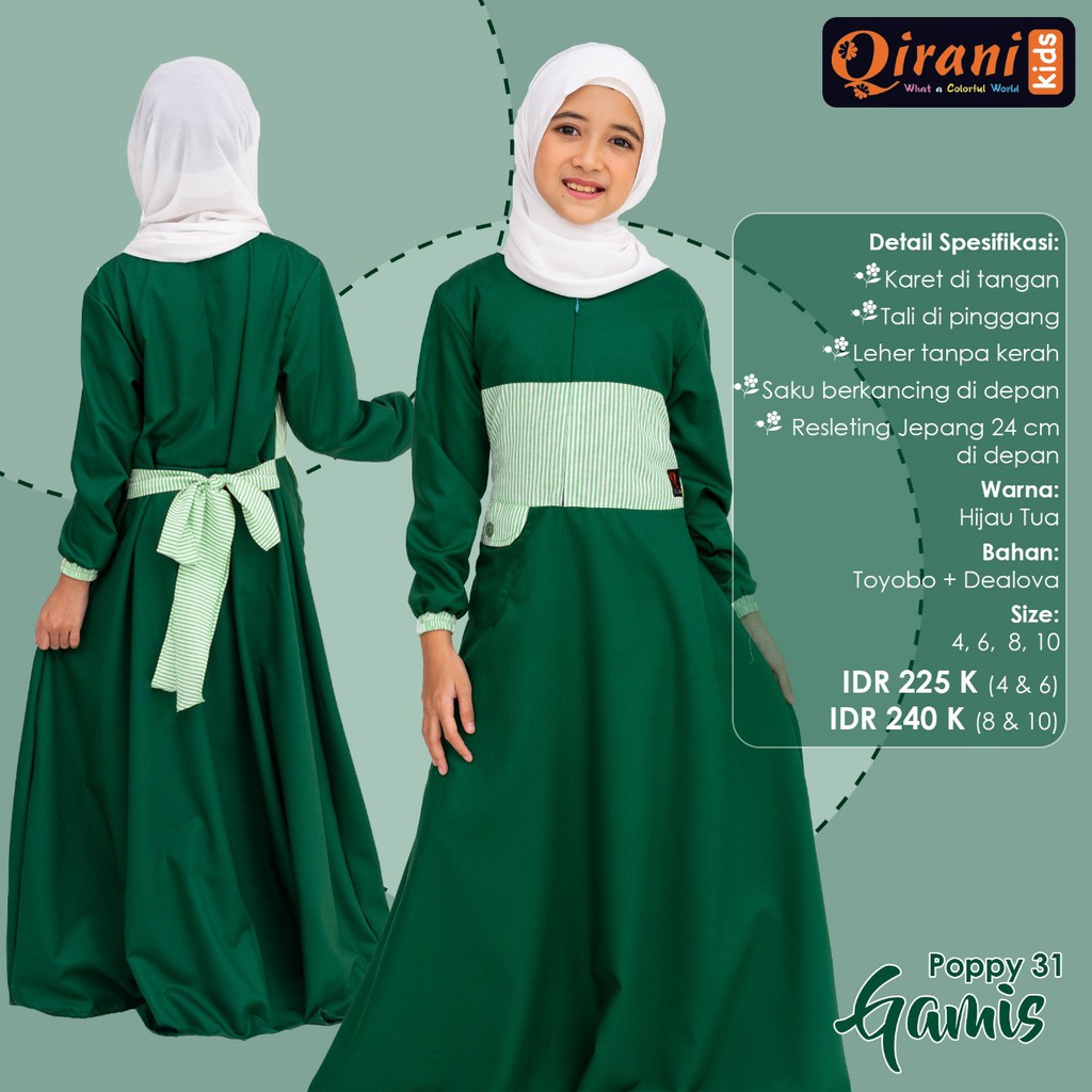 SARIMBIT 005 - SET GAMIS ANAK + HIJAB QIRANI POPPY 31