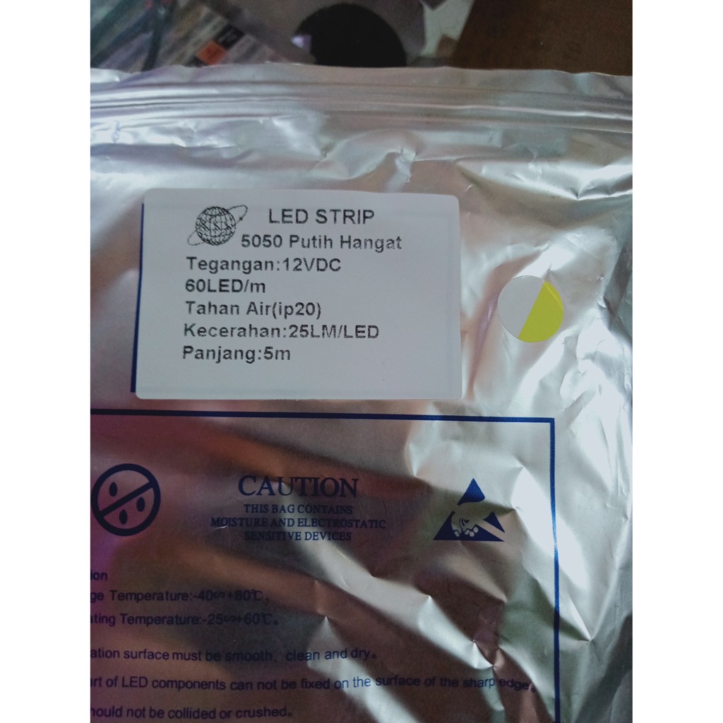 Lampu Led Strip Led Roll 5 Meter 5050 Ip 20 Dc 12 Volt tanpa Silicon