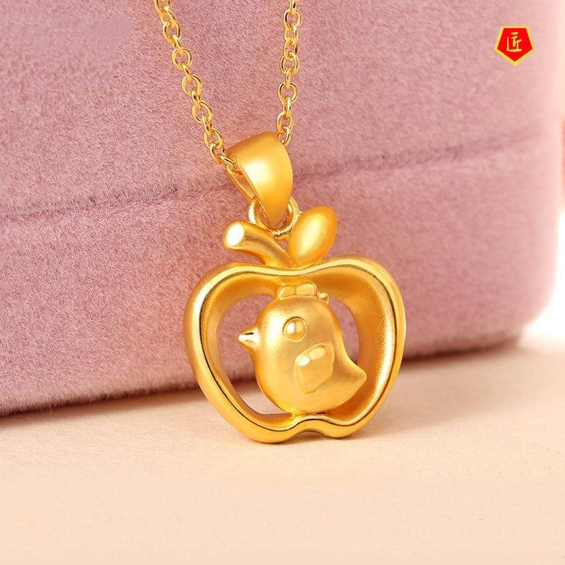 [Ready Stock]3D Gold Chinese Zodiac Rooster Pendant for Women Cute All-Match