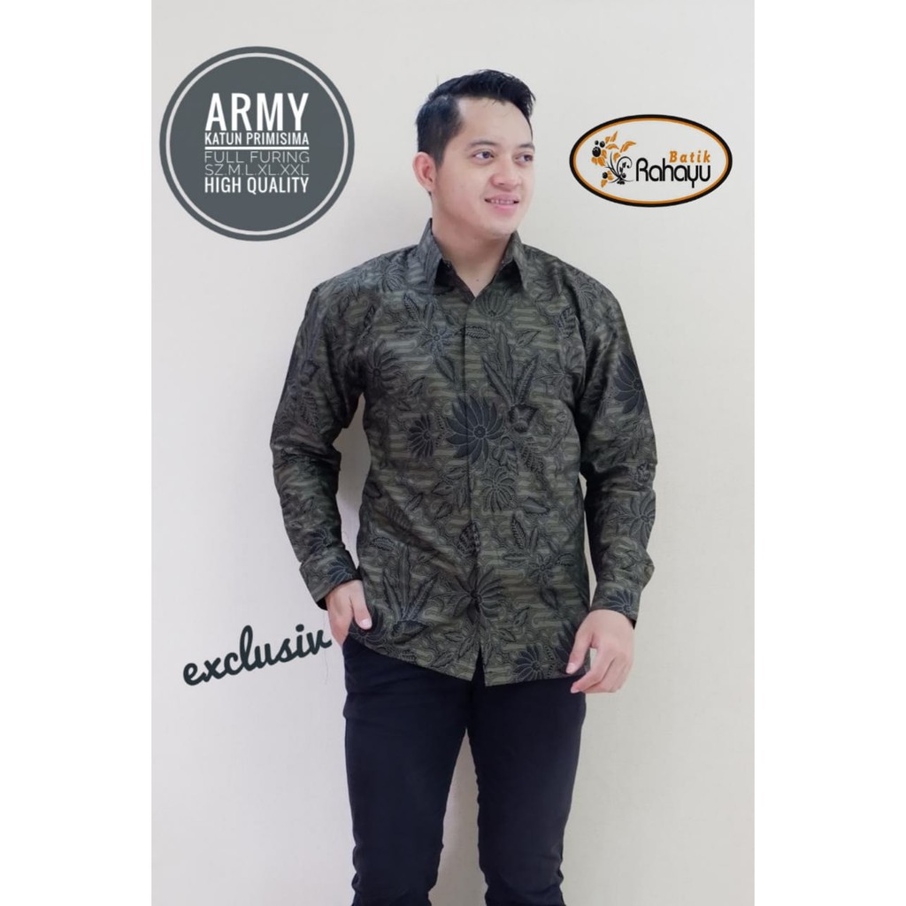 ARMY HIJAU / KEMEJA BATIK PRIA / LENGAN PANJANG  /13.3