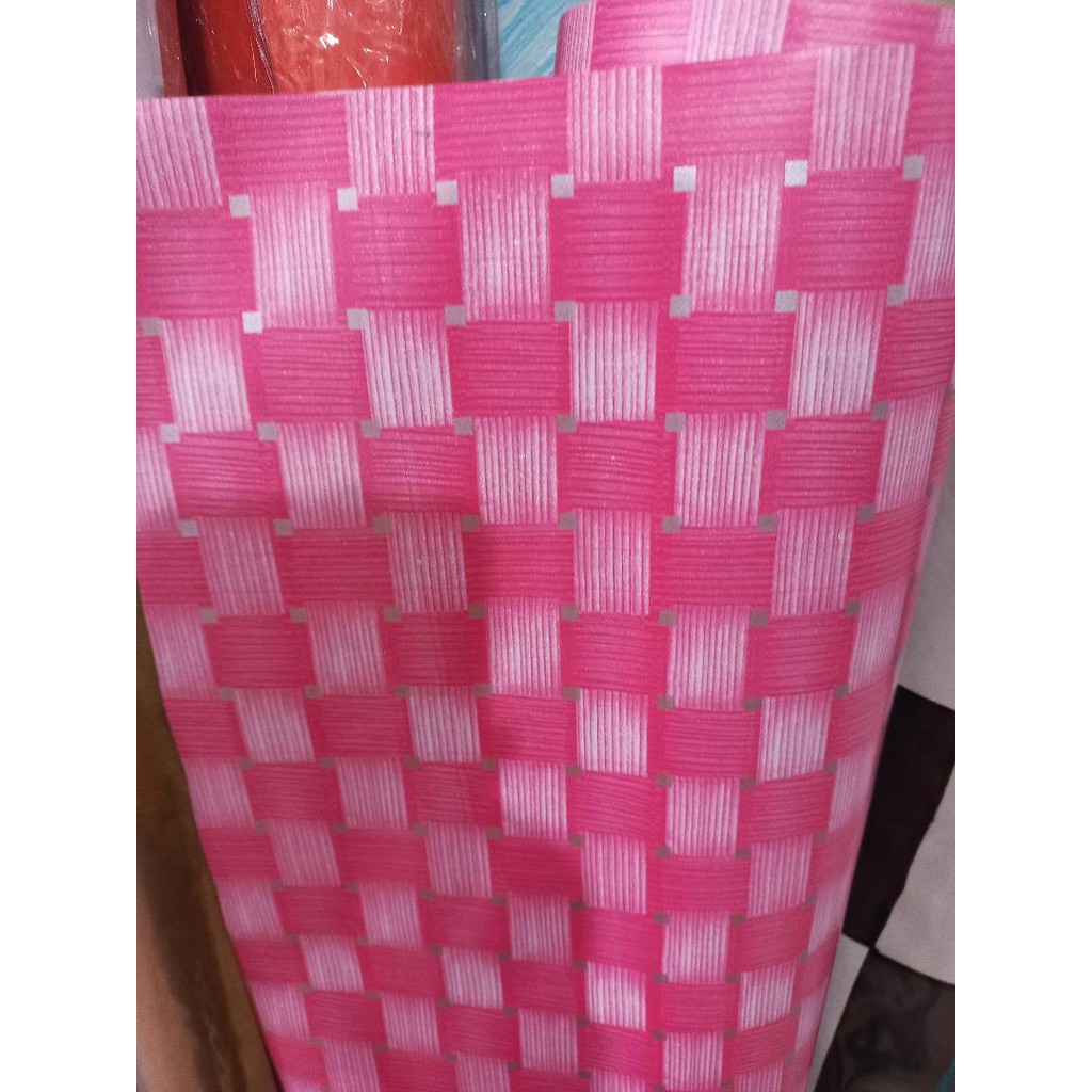 Karpet Plastik Vinyl untuk Lantai/Taplak meja Motif Tikar Anyam