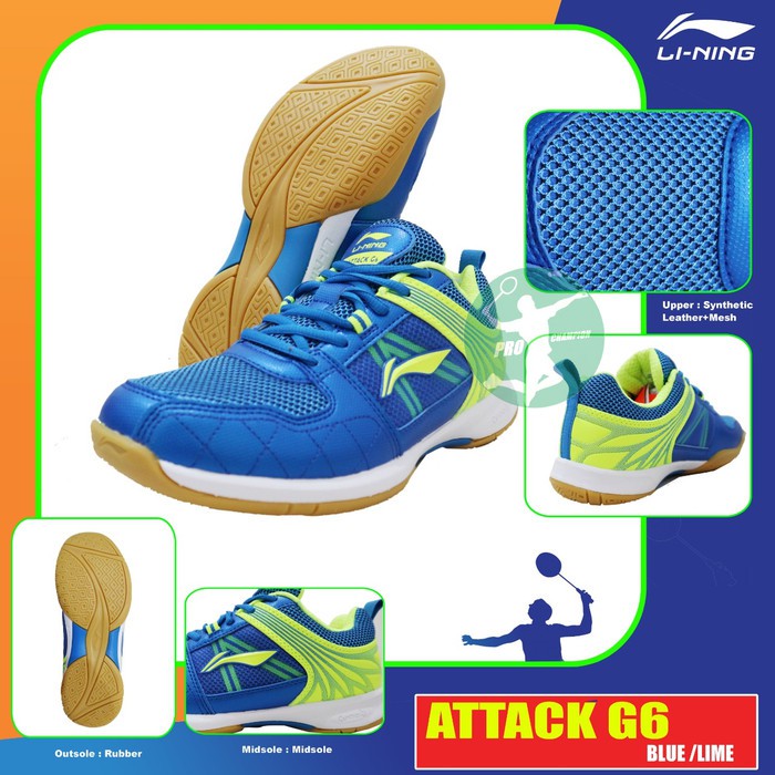 LINING ATTACK 6 G6 SEPATU BADMINTON ORIGINAL 100 - BLACK GOLD 41