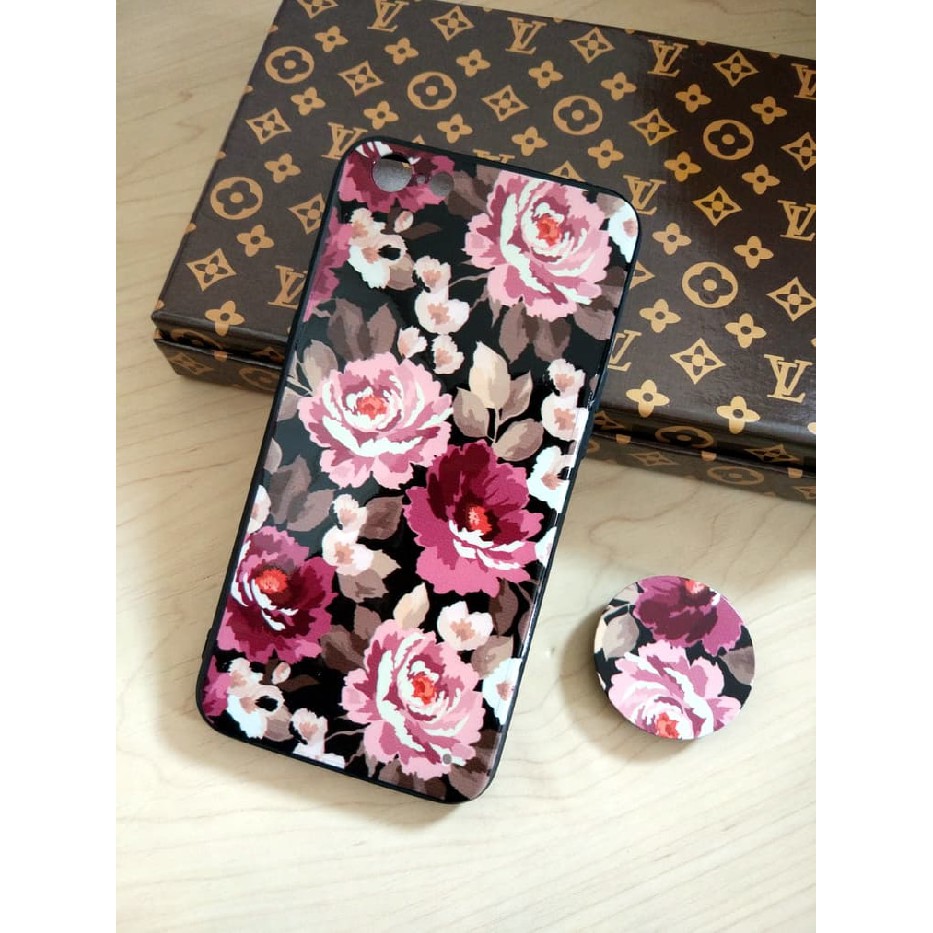 Unik Vivo V7 Vivo 1718 Flower Posocket Soft Silicon Back Cover Case Berkualitas