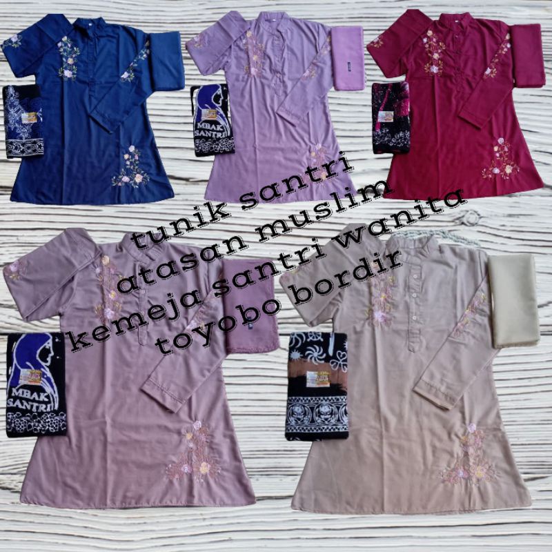 Tunik santri/Tunik toyobo bordir/Kemeja tunik wanita/atasan muslim Santri (tunik saja)