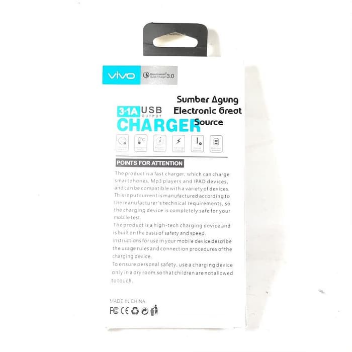 Charger Vivo 3.1A Fast Charging Quick Charge 3.0 Cas Handphone Univers