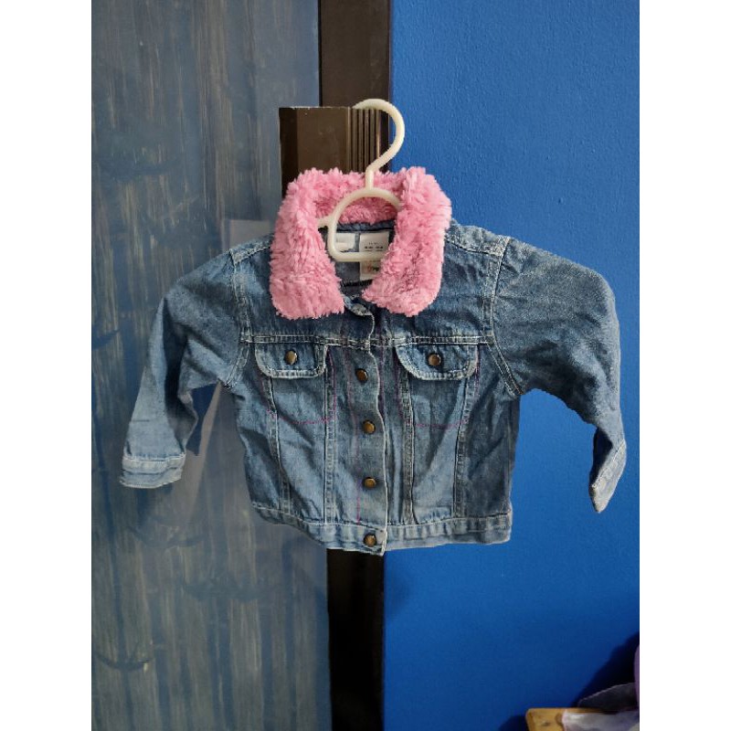 Jaket Denim Jeans Anak Kerah Bludru 1-3 tahun