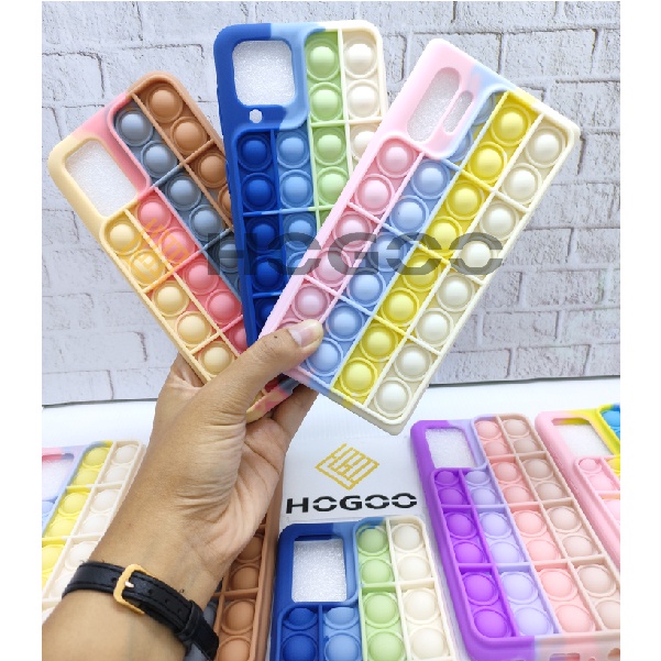 HOGOO SILICONE CASE POP IT SAMSUNG A32 5G - CASE PENGHILANG STRESS PUSH IT BUBBLE CASE RAINBOW