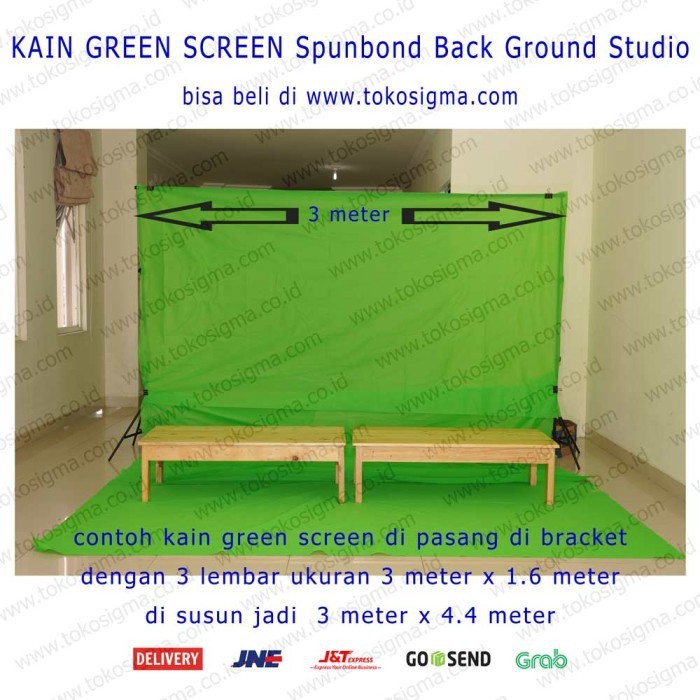 Tiang Kain Foto Green Screen Tripod Stand 3x2.5 M Back Ground Backdrop Studio