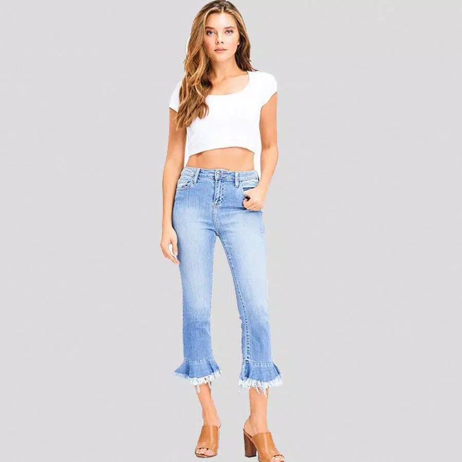 [CIS053] V*NTAGE AMER*CA Cropped Frayed Jeans