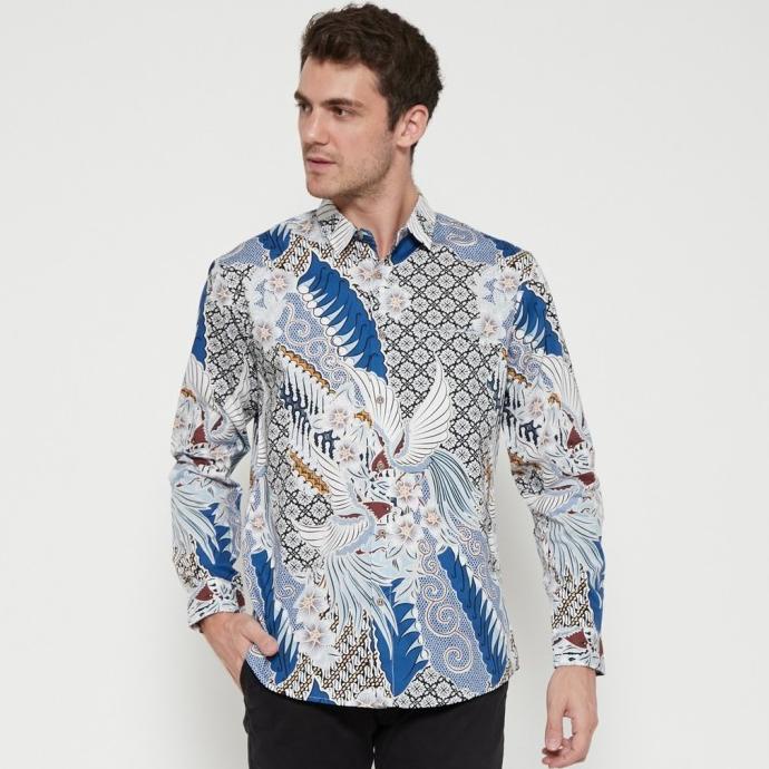 M231 Kemeja Pria Batik Panjang Warna Biru 1423B