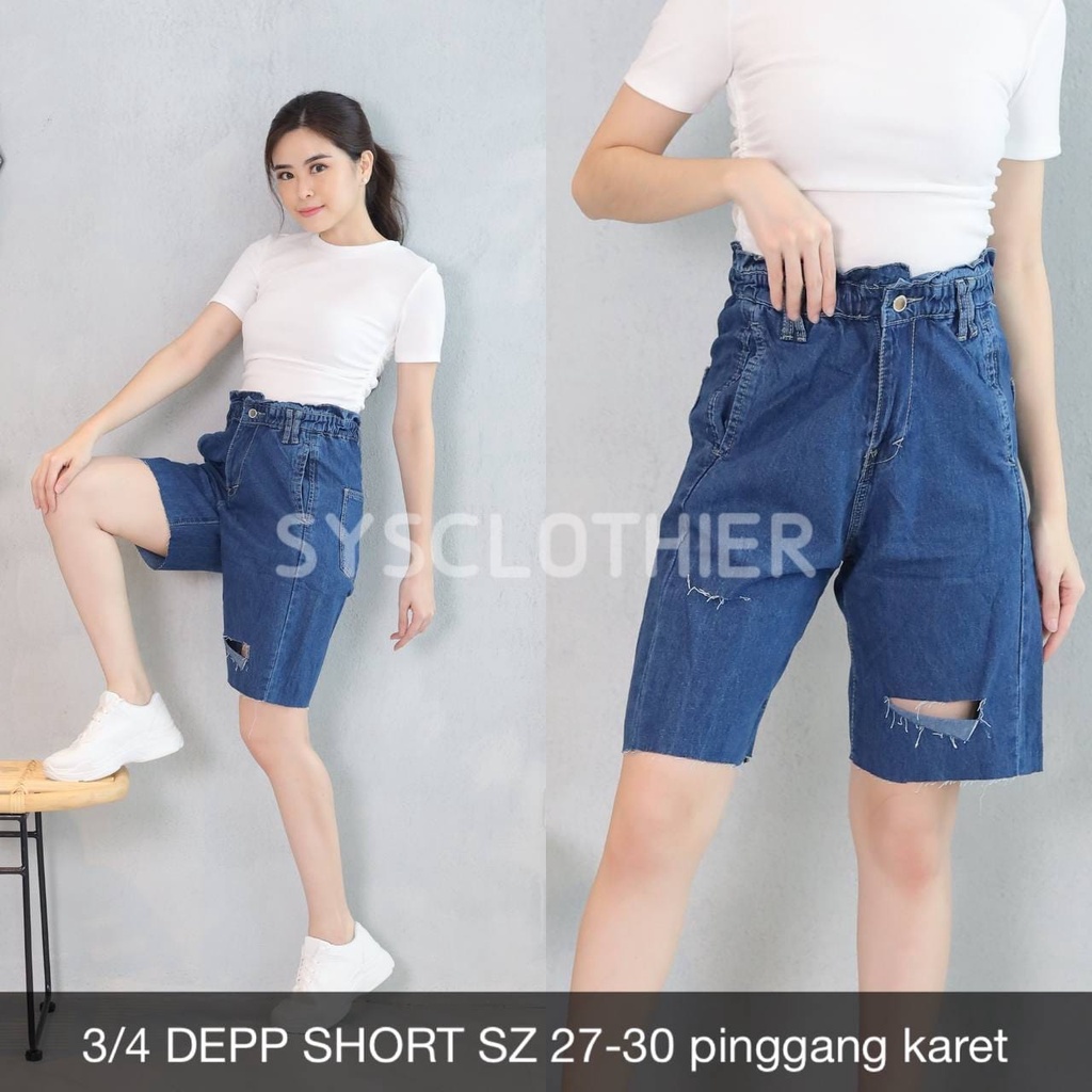 CELANA JEANS WANITA 3/4 DEPP SHORT-SYSCLOTHIER