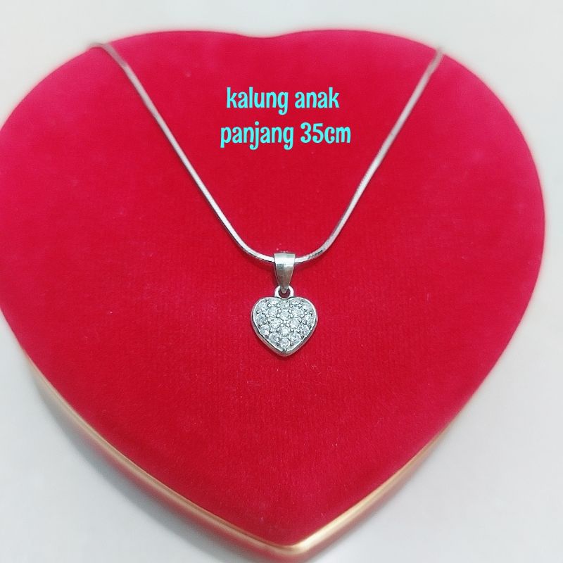 KALUNG ANAK  PERAK ASLI SILVER 925 LAPIS EMAS PUTIH MODEL CASANDRA LIONTIN LOVE / PERHIASAN KALUNG A