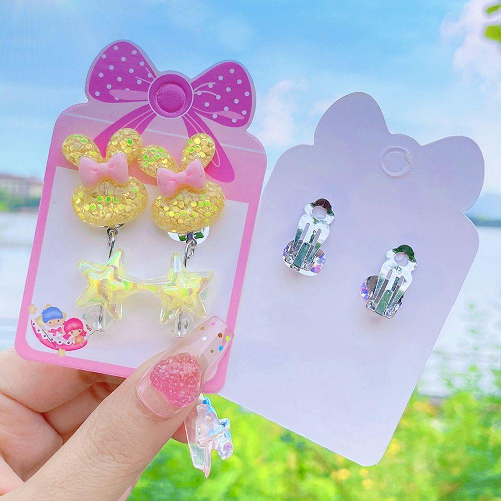 Needway Anak Klip Telinga Tanpa Tindik Mahasiswa Bunga Rumbai Kelinci Holeless Clip On Earrings