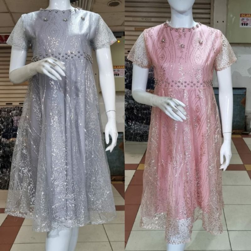 Dress tulle pesta mewah//dress kekinian//baju pesta //dress tulle mutiara